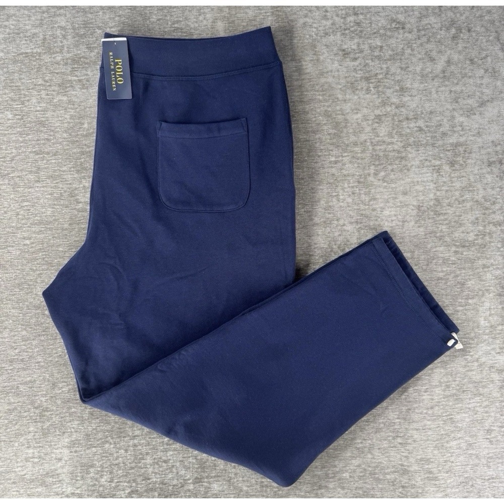 NWT Polo Ralph Lauren Fleece Sweatpants Ankle Cinch Men Size 4XL Tall Navy Blue - Picture 3 of 14